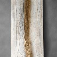 Quadro astratto materico su tela 40x80 bianco e or