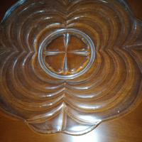 Vassoio vintage vetro decorato trasparente