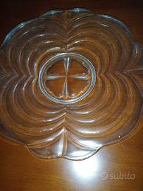 Vassoio vintage vetro decorato trasparente