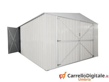 Box acciaio garage lamiera 360x600cm bianco