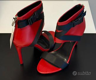 Sandali stiletto nero rosso tacco 12 cm - n. 38