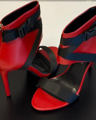 Sandali stiletto nero rosso tacco 12 cm - n. 38