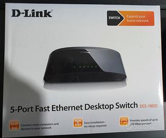 SWITCH di rete 5porte D-Link + Cavi di rete Cat5