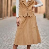 Completo gilet +gonna in vera pelle,