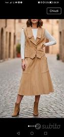 Completo gilet +gonna in vera pelle,