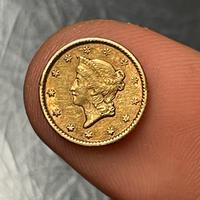 Rara moneta oro 1 Dollaro Liberty Head 1851 USA