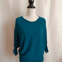 Maglia blu petrolio Made in Italy XL 46 viscosa el