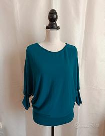 Maglia blu petrolio Made in Italy XL 46 viscosa el