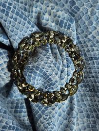 Spilla ferma foulard in cristalli e metallo