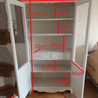 Vetrine bianche in legno tipo shabby chic(2 pezzi)