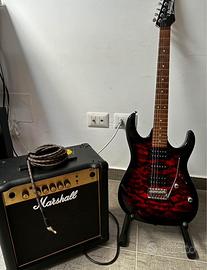 Chitarra Ibanez Gio GRX70QA, ampl. Marshall MG15