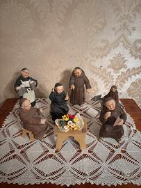 lotto 6 pupazzi frati in ceramica vintage