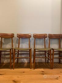 Sedie vintage in legno e pelle