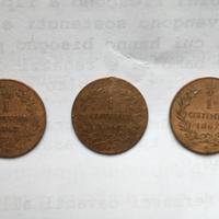 3 monete da 1 centesimo 1867