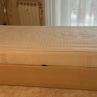 Letto contenitore singolo in legno+materasso in mm