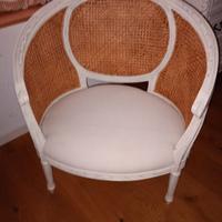 Poltrona in legno e schienale in paglia di Vienna