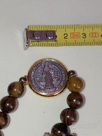 Bracciale Croce San Benedetto Occhio di tigre 