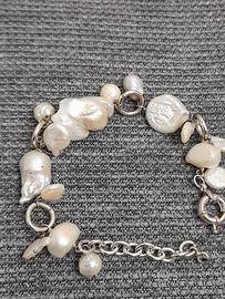 bracciale acciaio con perle scaramazza 