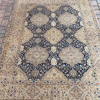 Tappeto persiano blu e grigio in lana