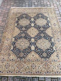 Tappeto persiano blu e grigio in lana