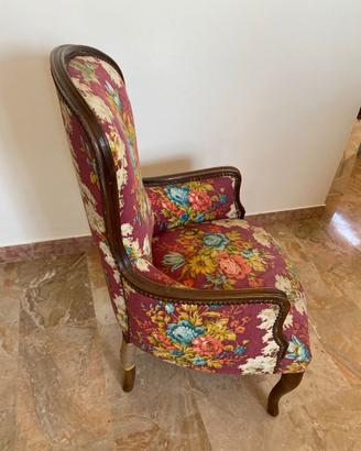 Poltrona antiquariato, anni '70, tinta floreale
