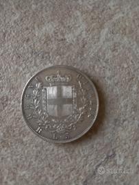 Moneta 5 lire d'argento 1877