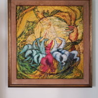 Quadro cavallo olio su tela tramonto