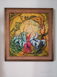 Quadro cavallo olio su tela tramonto