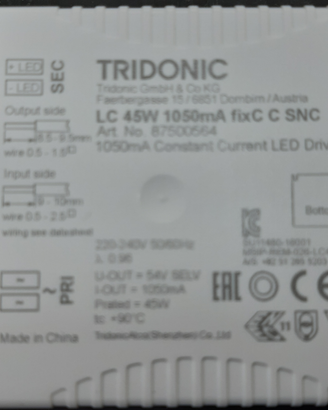 Driver LED TRIDONIC LC 45W 1050mA fixC C SNC