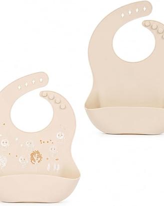 Bavaglini in silicone per neonati Set di 2, Bavagl