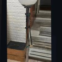 lampada da terra acciaio,base marmo vetro opalino 