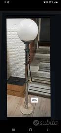 lampada da terra acciaio,base marmo vetro opalino 