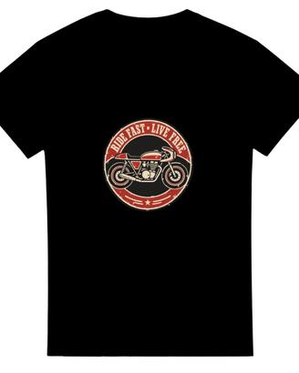 T-Shirt Moto Vintage Ride Fast Live Free