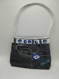 BORSA JEANS RICICLATI FATTA A MANO 