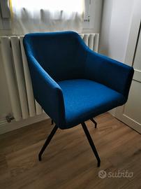 Poltroncine sedie imbottite blu x4