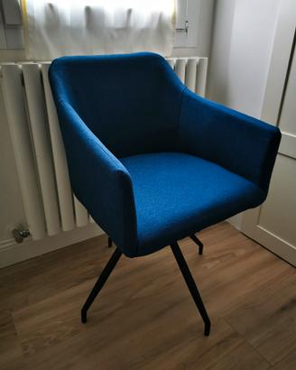 Poltroncine sedie imbottite blu x4