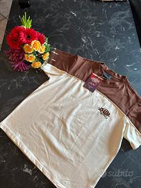 Syna World T-Shirt Bicolore Marrone & Crema