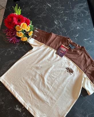Syna World T-Shirt Bicolore Marrone & Crema