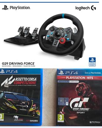 Logitech G29 Driving Force + 2 giochi PS4