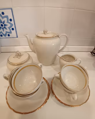 antico servizio da caffè porcellana e oro anni 50