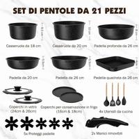 set di pentole e padelle 21 pezzi
