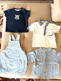 Set pagliaccetto e 3 t-shirt tg 6 mesi