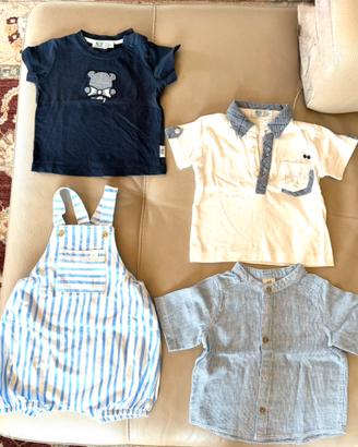 Set pagliaccetto e 3 t-shirt tg 6 mesi