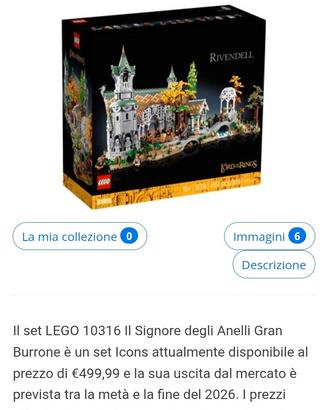 Lego 10316 Il Signore degli Anelli  Rivendell Misb