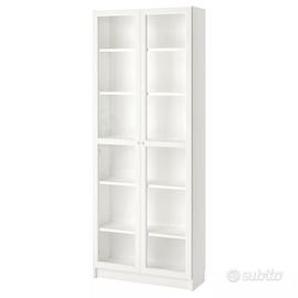 BILLY / OXBERG Libreria, bianco/vetro
