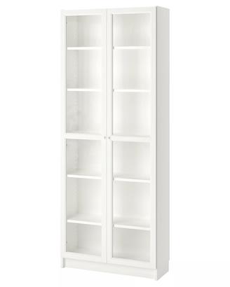 BILLY / OXBERG Libreria, bianco/vetro
