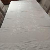 tovaglia di misto lino damascata vintage 