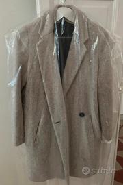 Zara basic cappotto lungo, donna,grigio chiaro