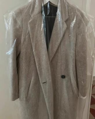 Zara basic cappotto lungo, donna,grigio chiaro