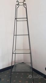 Scaffale espositore in ferro e vetro